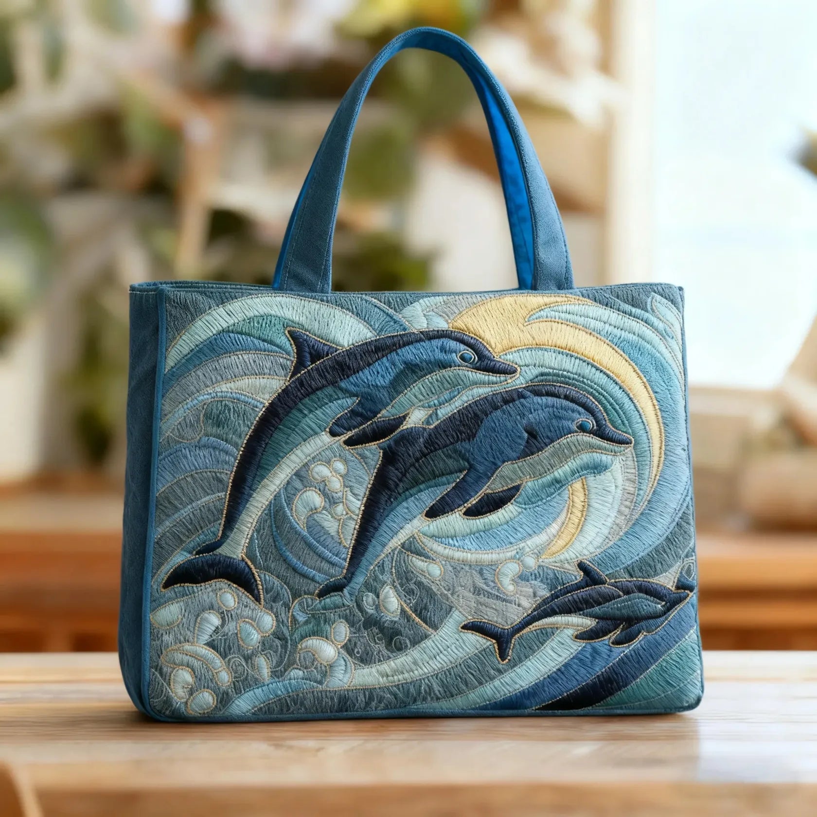 Handmade Ocean Dolphin Tote Bag