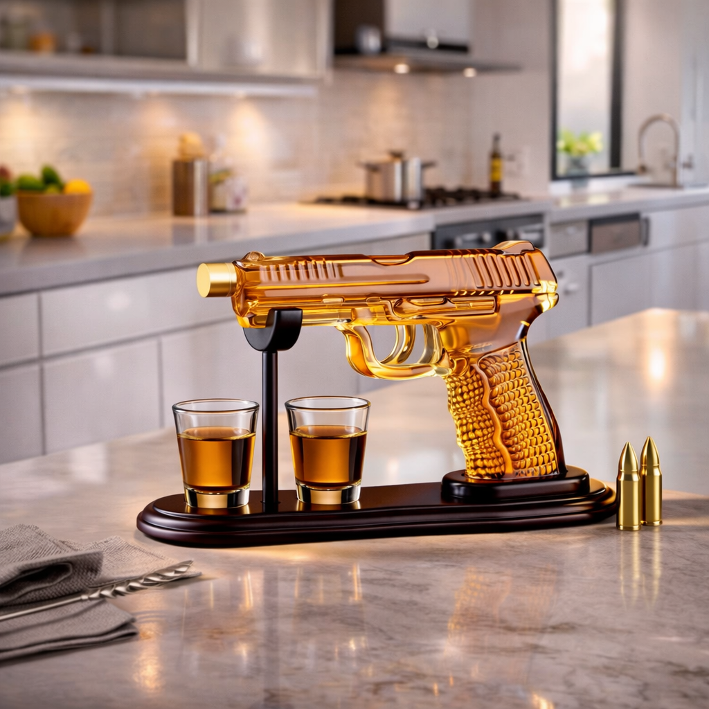 Whiskey Bottle – Gun Set Edition with Glasses