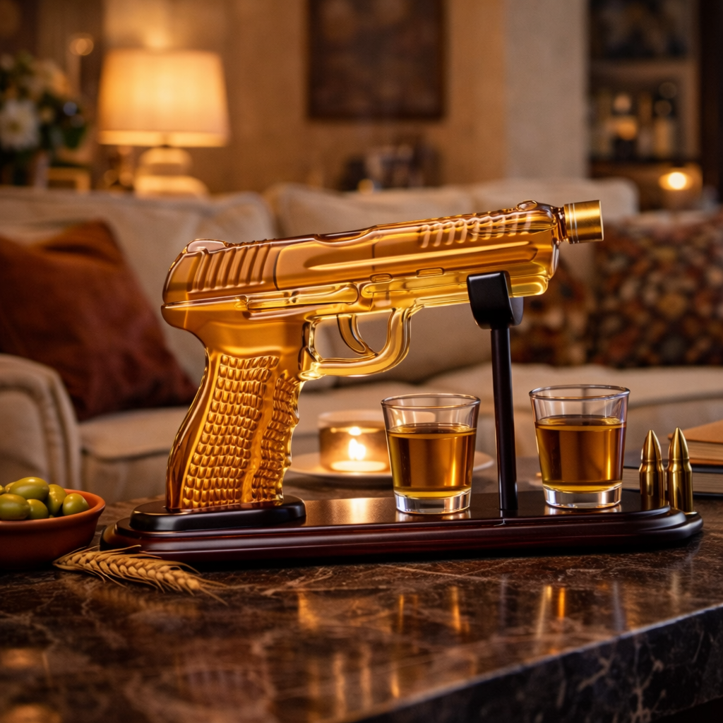 Whiskey Bottle – Gun Set Edition with Glasses